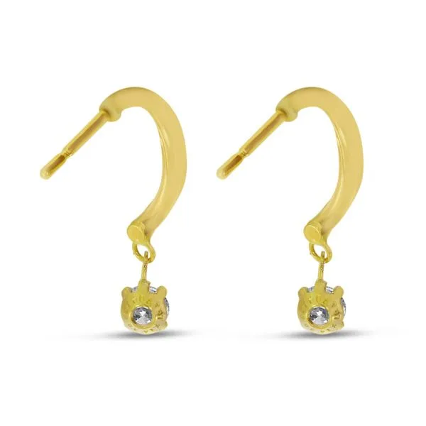 14K Yellow Gold Floating Diamond Half Huggie Earrings Image 4 Ambassador Diamond Jewelers Tucson, AZ