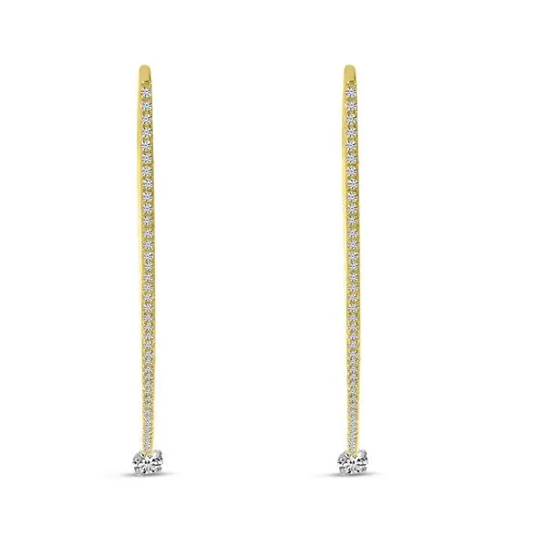 14K Yellow Gold Floating Diamond Linear Earrings Image 2 J. Meredith Jewelers Delafield, WI