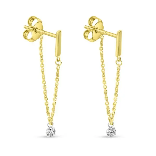 14K Yellow Gold Floating Diamond Chain Earrings SIERRA MOON Auburn, CA