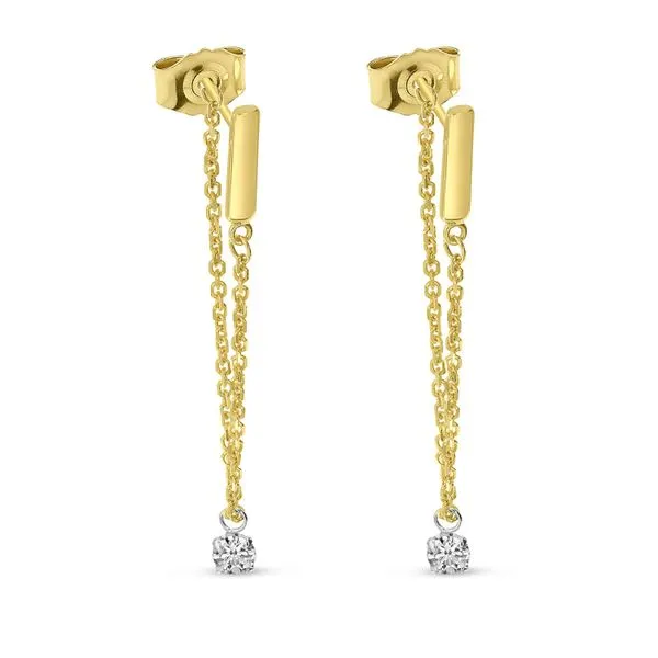 14K Yellow Gold Floating Diamond Chain Earrings Image 2 SIERRA MOON Auburn, CA