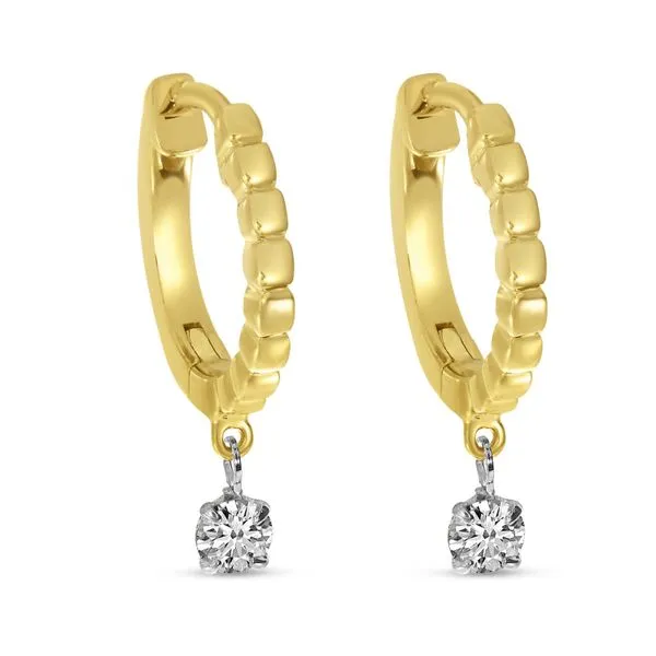 14K Yellow Gold Floating Diamond Huggie Earrings Ambassador Diamond Jewelers Tucson, AZ