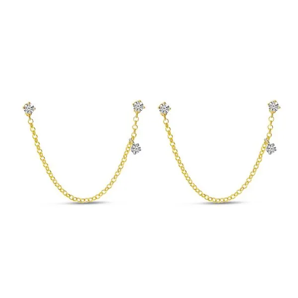 14K Yellow Gold Floating Diamond Swinging Diamond Chain Single Earring Image 2 Clater Jewelers Louisville, KY