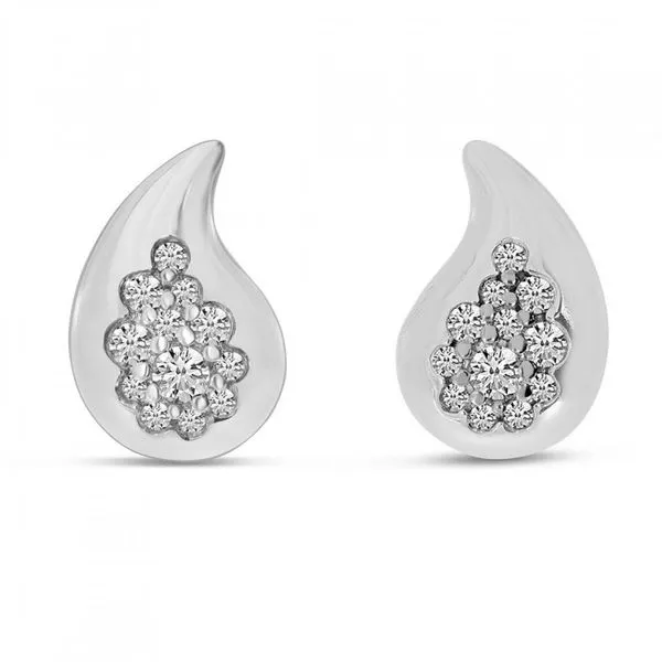 14K White Gold Petite Diamond Teardrop Stud Earrings Clater Jewelers Louisville, KY