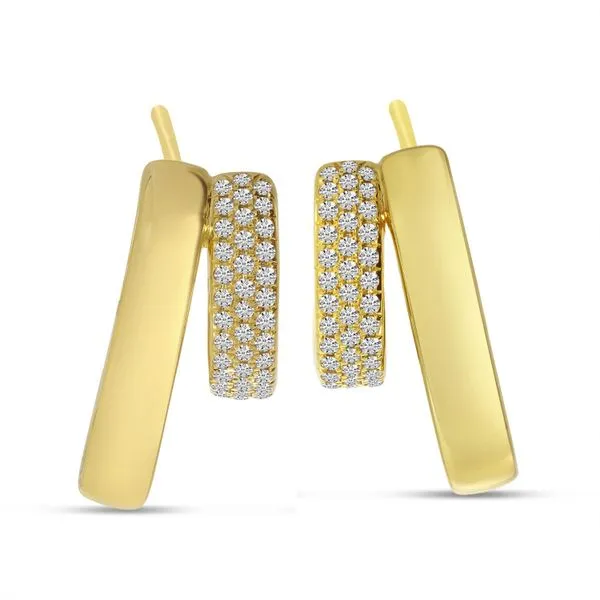 14K Yellow Gold Pave Diamond and Gold Fashion Earrings Woelk's House of Diamonds Russell, KS