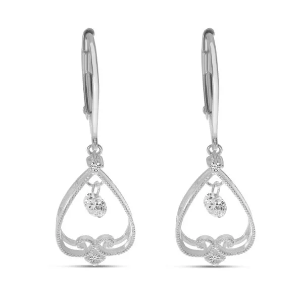 14K Dashing Diamond Dangle Pear Lever Back Earring Rick's Jewelers California, MD