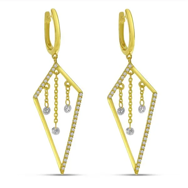 14K Yellow Gold Dashing Diamond Kite Shape Dangle Chain Link Earrings Image 2 Ambassador Diamond Jewelers Tucson, AZ