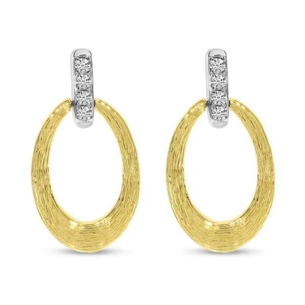 14K Two Tone Gold Diamond Textured Oval Earrings SIERRA MOON Auburn, CA