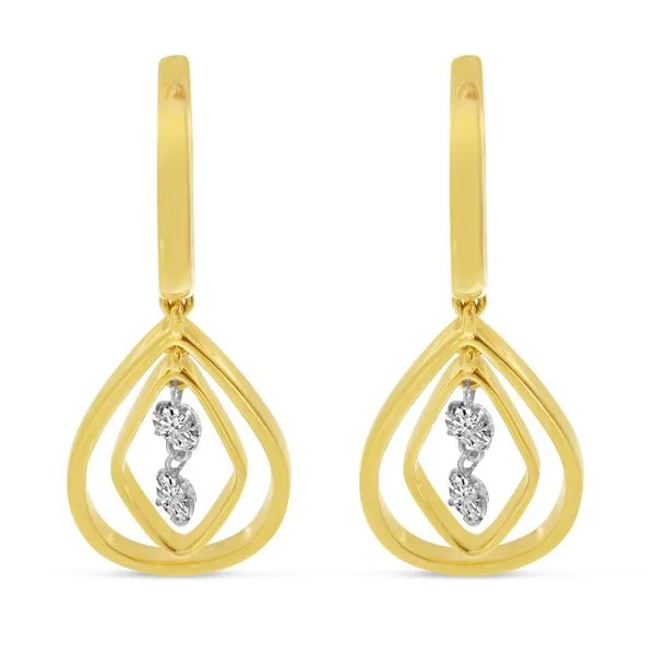 14K Yellow Gold Floating Diamond Drop Earrings Ambassador Diamond Jewelers Tucson, AZ