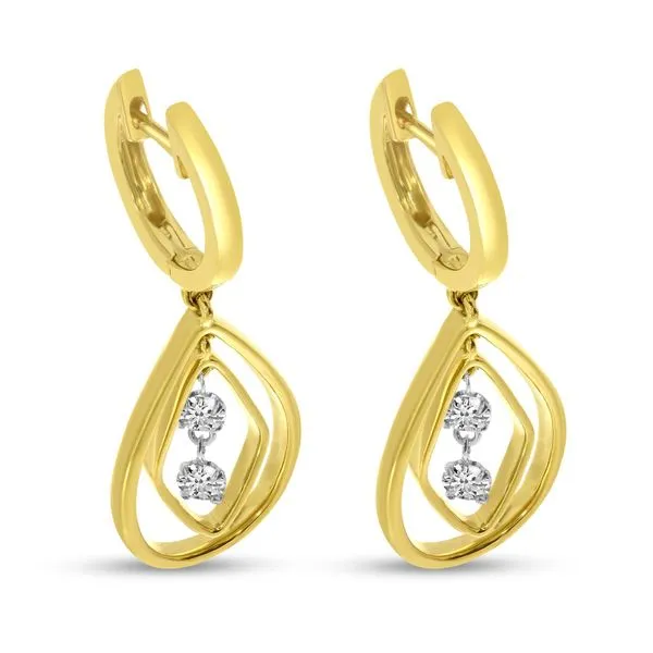 14K Yellow Gold Floating Diamond Drop Earrings Image 2 Ambassador Diamond Jewelers Tucson, AZ