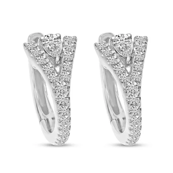 14K White Gold Diamond V Huggies Ambassador Diamond Jewelers Tucson, AZ