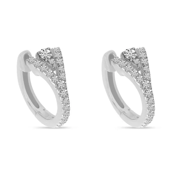 14K White Gold Diamond V Huggies Image 2 Clater Jewelers Louisville, KY