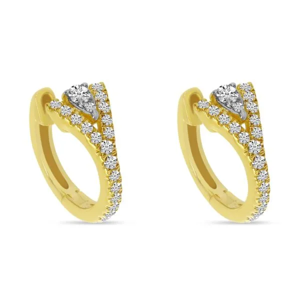 14K Yellow Gold Diamond V Huggies Image 2 Ambassador Diamond Jewelers Tucson, AZ