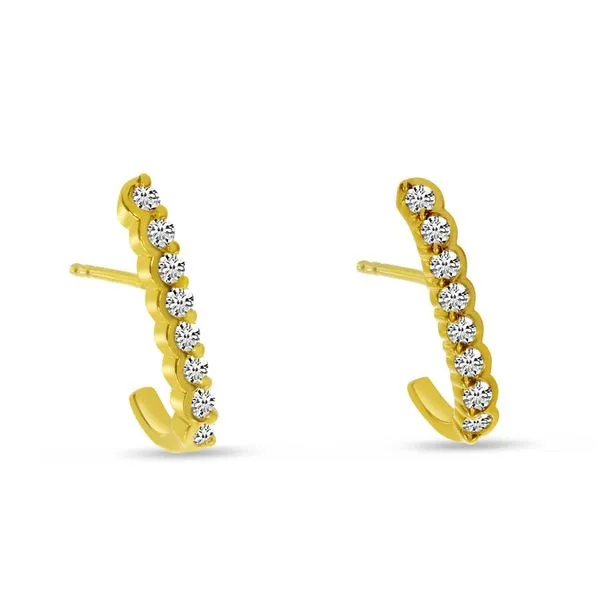 14K Yellow Gold Diamond Super Huggie Image 2 Ambassador Diamond Jewelers Tucson, AZ