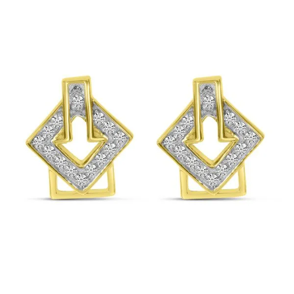 14K Yellow Gold Diamond Geometric Stud Earrings J. Meredith Jewelers Delafield, WI