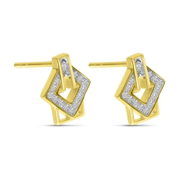 14K Yellow Gold Diamond Geometric Stud Earrings Image 2 Ambassador Diamond Jewelers Tucson, AZ