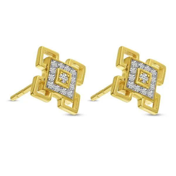14K Yellow Gold Diamond Square Earrings Image 2 Moseley Diamond Showcase Inc Lexington, SC