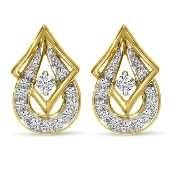 14K Yellow Gold Diamond Geometric Pear Stud Earrings Moseley Diamond Showcase Inc Lexington, SC