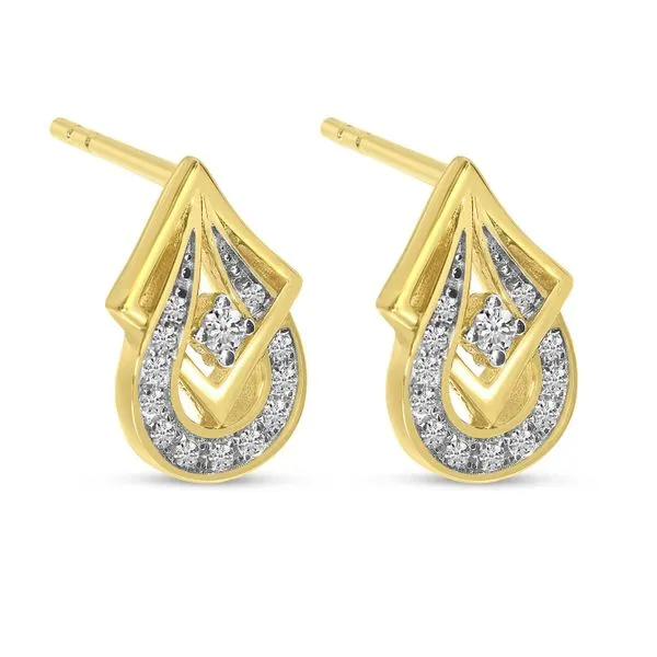 14K Yellow Gold Diamond Geometric Pear Stud Earrings Image 2 Ambassador Diamond Jewelers Tucson, AZ