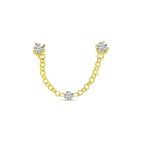 14K Yellow Gold Double Hole Diamond Chain Earrings Image 2 Clater Jewelers Louisville, KY