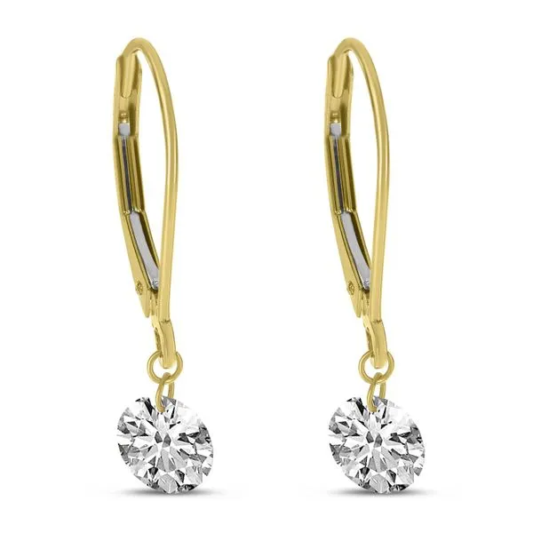 14K Yellow Gold 1.00 ct Single Dashing Diamonds Leverback Earrings Clater Jewelers Louisville, KY