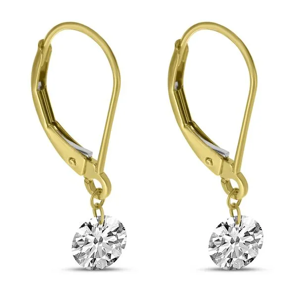 14K Yellow Gold 1.00 ct Single Dashing Diamonds Leverback Earrings Image 2 Ambassador Diamond Jewelers Tucson, AZ