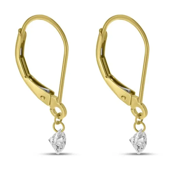 14K Yellow Gold .50 ct Single Dashing Diamonds Leverback Earrings Image 2 Rick's Jewelers California, MD