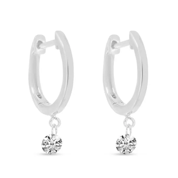 14K White Gold Dashing Diamond Huggie Earrings Clater Jewelers Louisville, KY