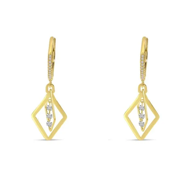 14K Yellow Gold Dashing Diamond Petite 3D Geometric Earrings Ambassador Diamond Jewelers Tucson, AZ