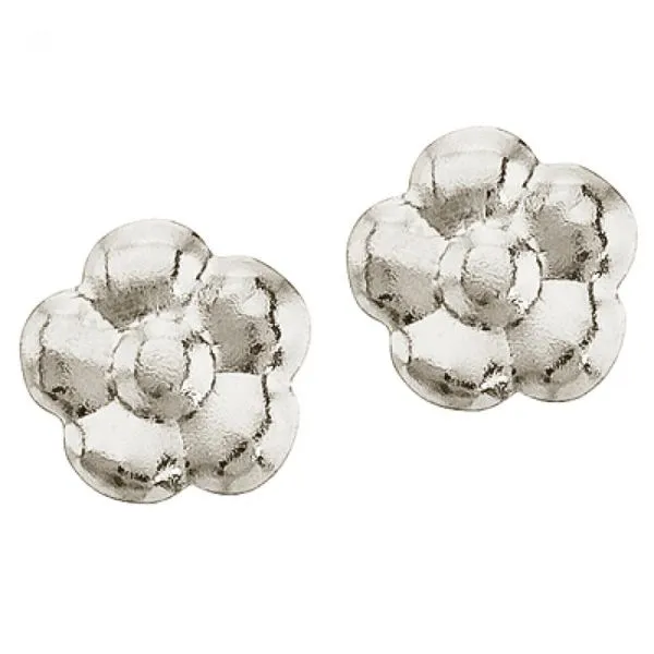 14K White Gold Baby Flower Screwback Earrings Ambassador Diamond Jewelers Tucson, AZ