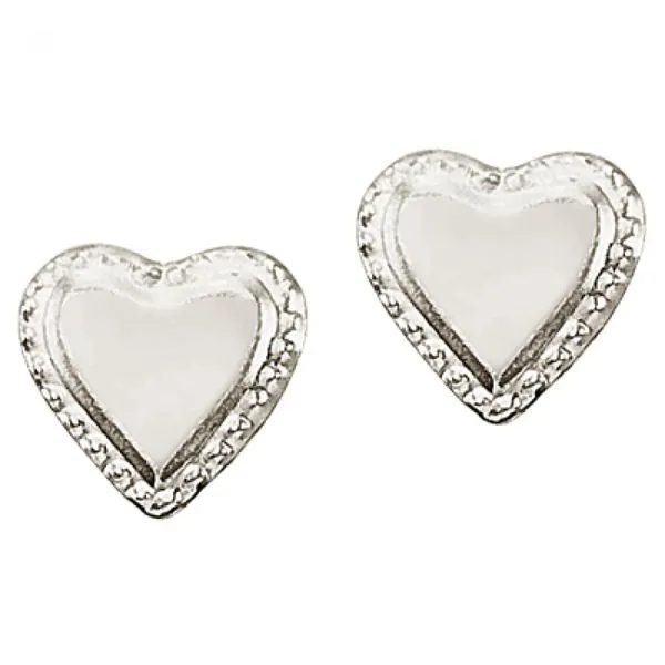 14K White Gold Baby Heart Screwback Earrings Ambassador Diamond Jewelers Tucson, AZ