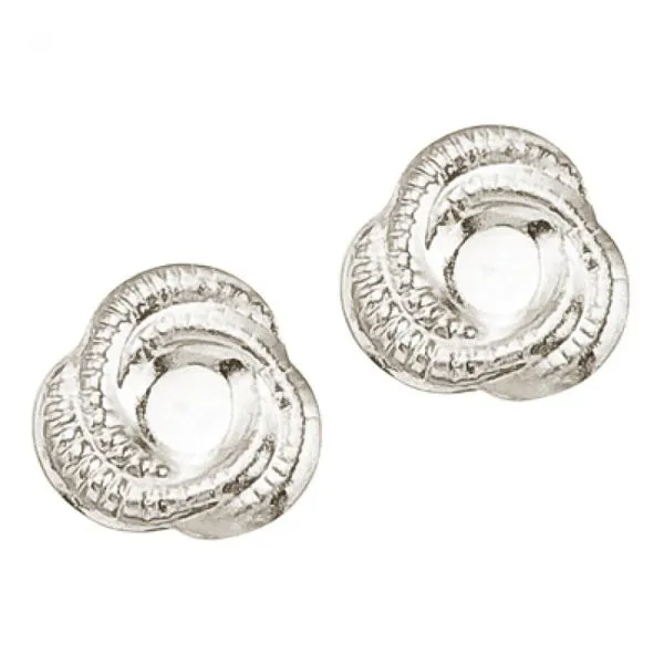14K White Gold Baby Knot Screwback Earrings Ambassador Diamond Jewelers Tucson, AZ