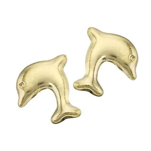 14K Yellow Gold Baby Dolphin Screwback Earrings Ambassador Diamond Jewelers Tucson, AZ