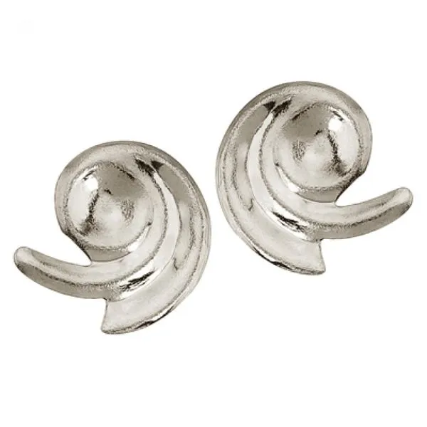 14K White Gold Baby Swirl Screwback Earrings Ambassador Diamond Jewelers Tucson, AZ