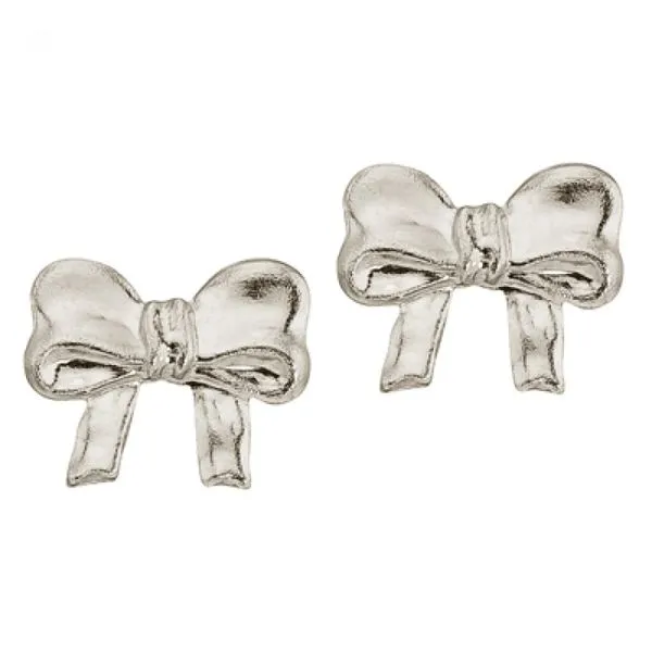14K White Gold Baby Bow Screwback Earrings Ambassador Diamond Jewelers Tucson, AZ