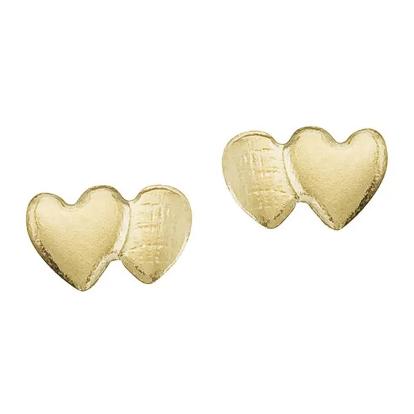 14K Yellow Gold Baby Double Heart Screwback Earrings Ambassador Diamond Jewelers Tucson, AZ
