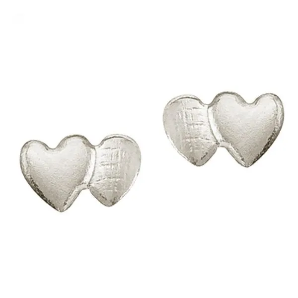 14K White Gold Baby Double Heart Screwback Earrings Ambassador Diamond Jewelers Tucson, AZ