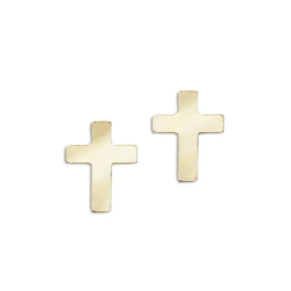 14K Yellow Gold Baby Cross Screwback Earrings Ambassador Diamond Jewelers Tucson, AZ