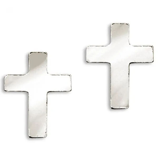 14K White Gold Baby Cross Screwback Earrings Ambassador Diamond Jewelers Tucson, AZ