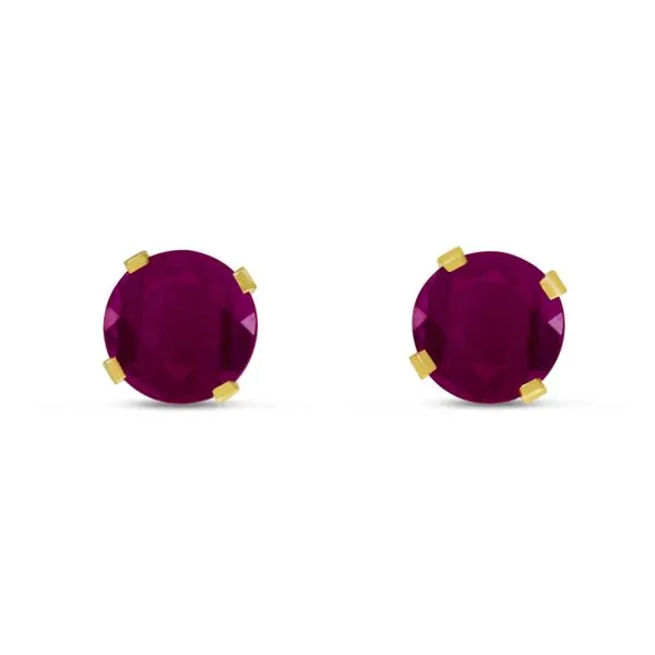 14K Yellow Gold 5mm Diffused Ruby Birthstone Earrings Ambassador Diamond Jewelers Tucson, AZ