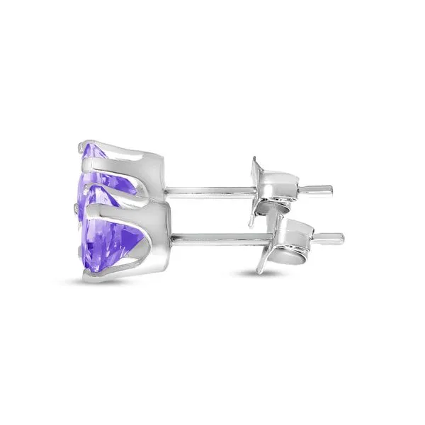 14K White Gold 5mm Round Tanzanite Birthstone Earrings Image 2 Davidson Jewelers East Moline, IL