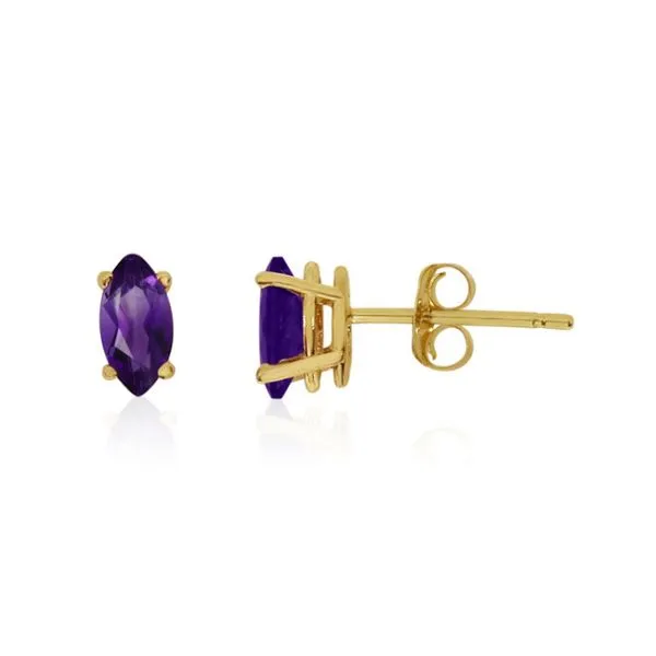 14K Yellow Gold Marquis Amethyst Stud Earrings Davidson Jewelers East Moline, IL