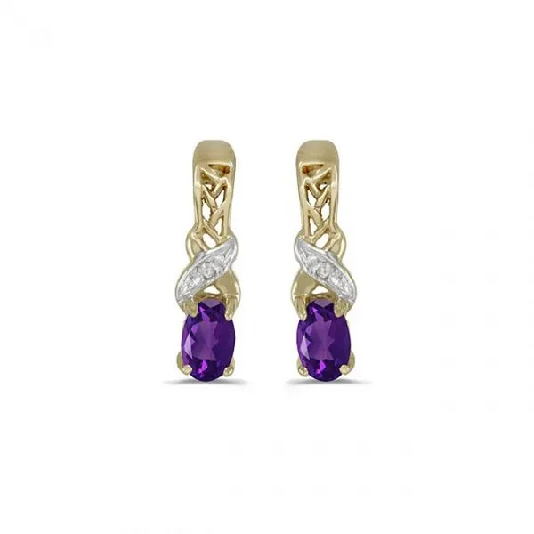 10K Yellow Gold Oval Amethyst and Diamond X