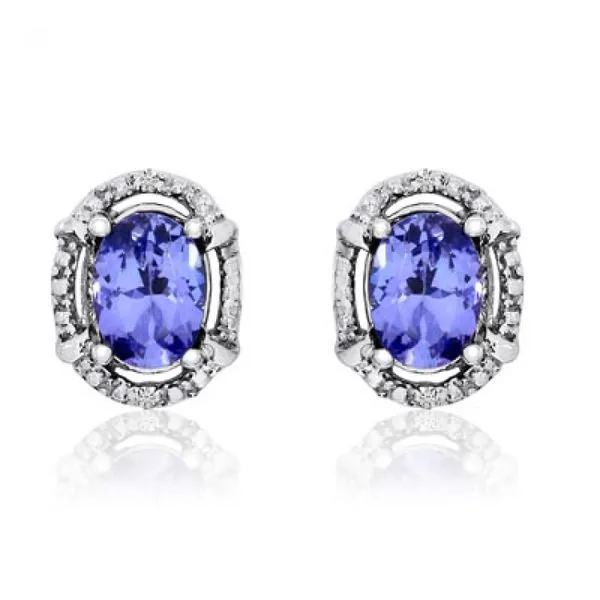 14K White Gold 7x5 Oval Tanzanite and Diamond Fashion Earrings Jimmy Smith Jewelers Decatur, AL