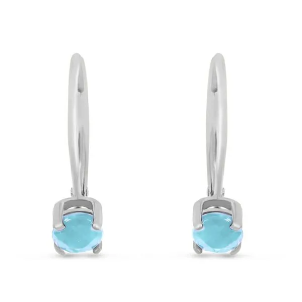 14K White Gold Round Aquamarine Leverback Birhtstone Earrings Ambassador Diamond Jewelers Tucson, AZ