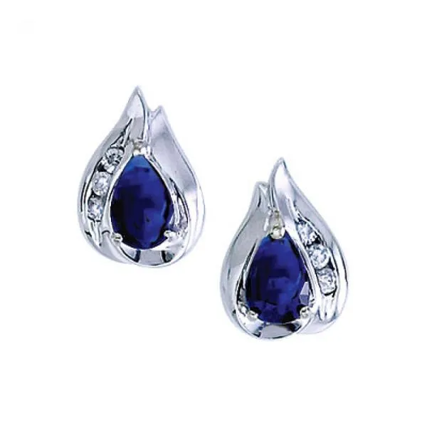14K White Gold 6x4 Pear Sapphire and Diamond Precious Earrings Ambassador Diamond Jewelers Tucson, AZ