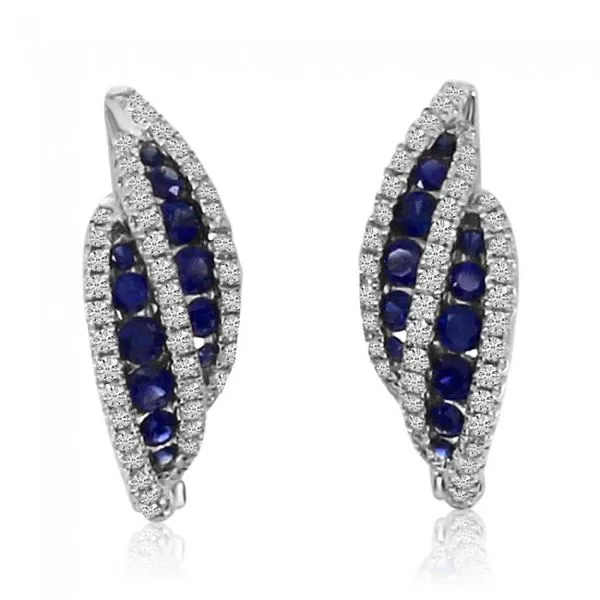 14K White Gold Sapphire and Diamond Bypass Precious Fashion Earrings Davidson Jewelers East Moline, IL