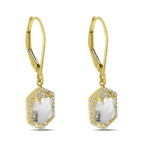 14K Yellow Gold White Topaz Hexagon Earrings Ambassador Diamond Jewelers Tucson, AZ