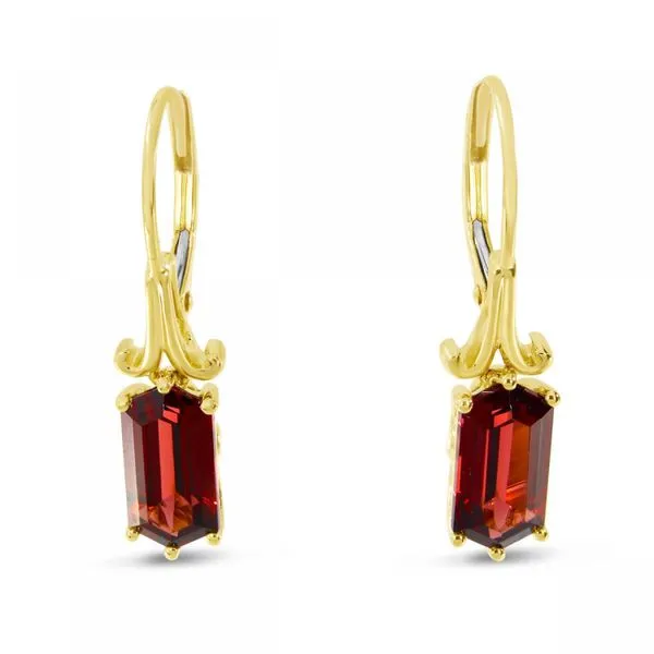 14K Yellow Gold Hexagon Garnet Semi Precious Earrings Ambassador Diamond Jewelers Tucson, AZ