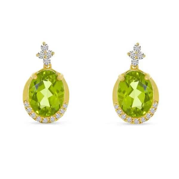 14K Yellow Gold Oval Peridot and Diamond Semi Precious Earrings Ambassador Diamond Jewelers Tucson, AZ