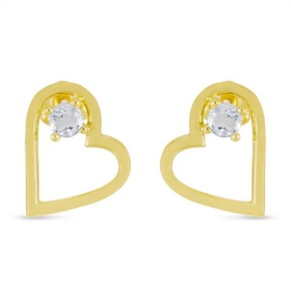 14K Yellow Gold Round White Topaz Open Heart Post Earring Ambassador Diamond Jewelers Tucson, AZ